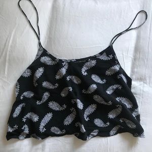 NEW BRANDY MELVILLE Black Gray Paisley Crop Top Tank,  One Size OS!!!!
